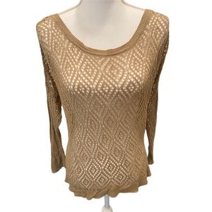 Ellen Tracy Net Long Sleeve Top, Sz. M